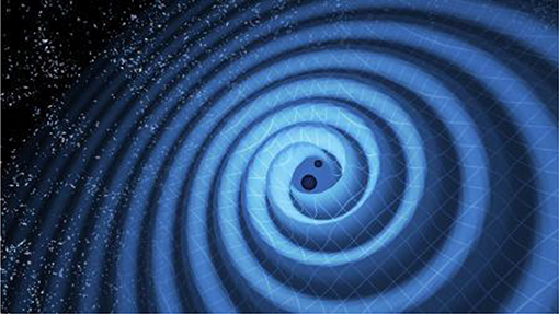 图3,两个黑洞轨道彼此会让空间涟漪,被称为引力波。