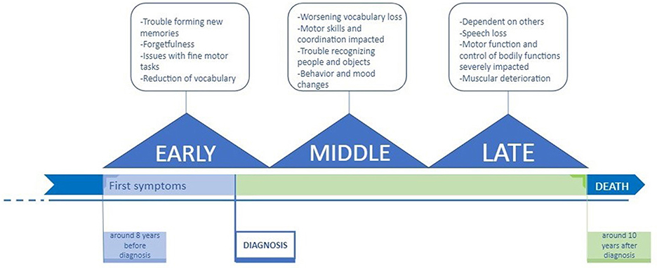 图1 -阿尔茨海默病的三个阶段。